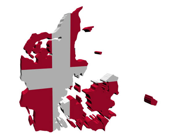 نقشه دانمارک - پرچم دانمارک