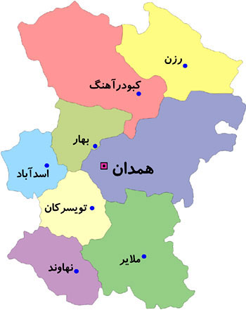 نقشه استان همدان خانه معلم همدان