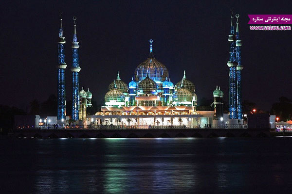 مسجد کریستالی در شب- عکس مسجد کریستال