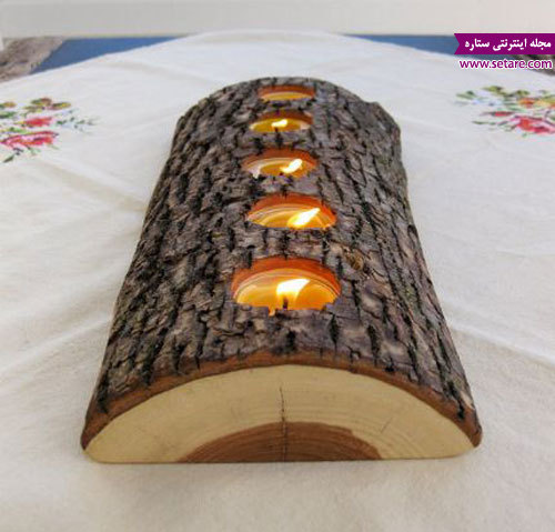 عکس استفاده از چوب طبیعی برای ساخت شمعدان