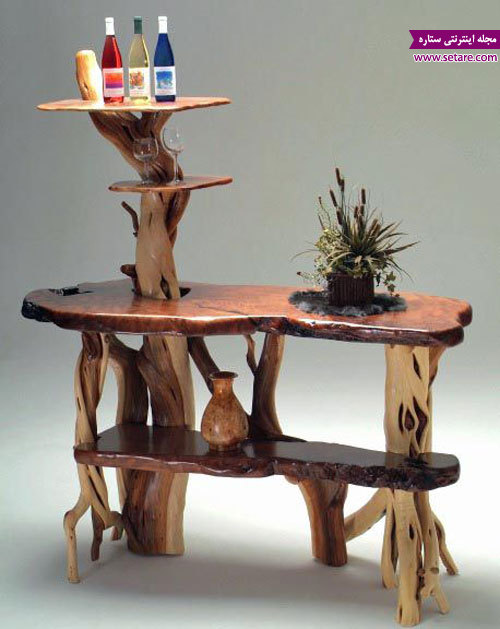 عکس استفاده از شاخه درخت به عنوان میز
