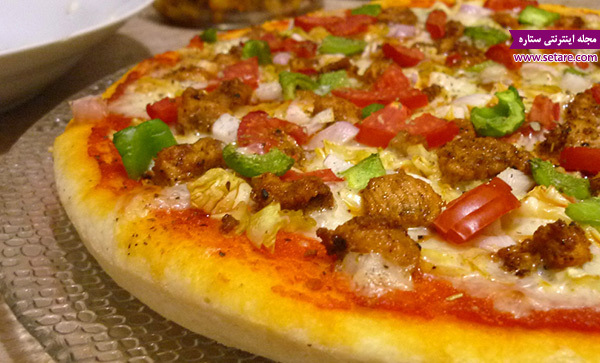 طرز تهیه پیتزا با ماهیتابه (پیتزا گوشت و قارچ تابه‌ای)، پیتزا، 