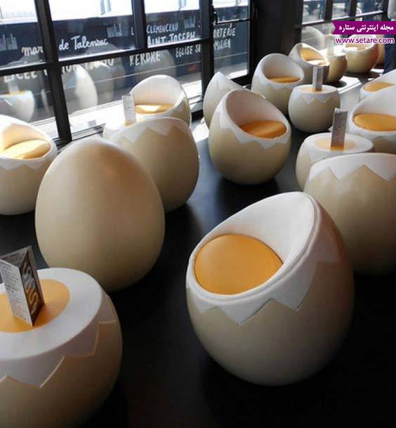 عکس مبلمان تخم مرغی در کافی شاپ