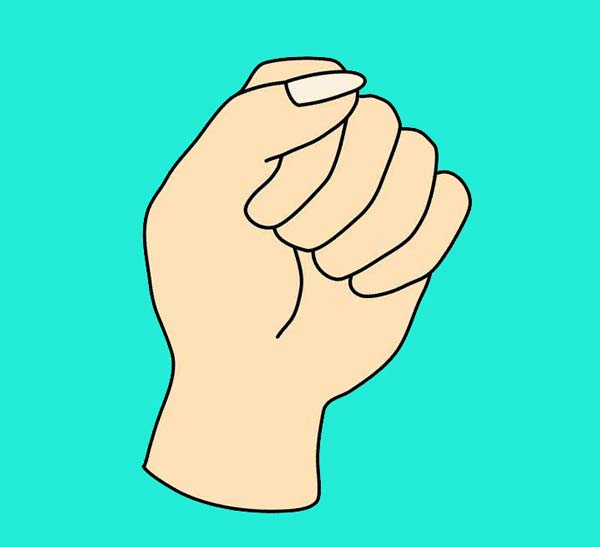 عکس شخصیت شناسی از مشت کردن دست-  انگشت شست روی بند سوم انگشت اشاره