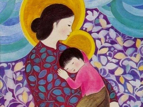 تصویر نقاشی مادر و کودک