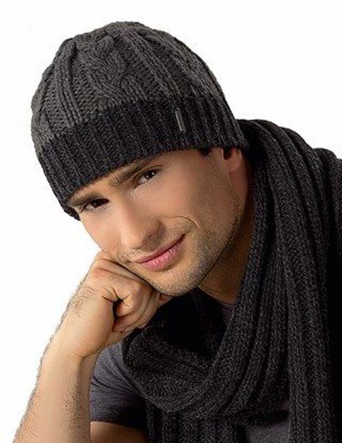 عکس کلاه بافتنی مردانه مدل گیس باف