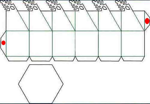عکس الگوی ساخت جعبه کادو مدل 6 ضلعی دانه برفی