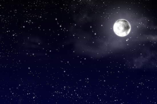عکس آسمان شب، ماه و ستاره ها
