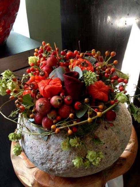 عکس تزئینات با میوه های شب یلدا مدل گلدانی 