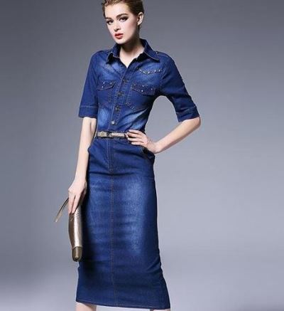 مدل مانتو جین بلند دامن دار