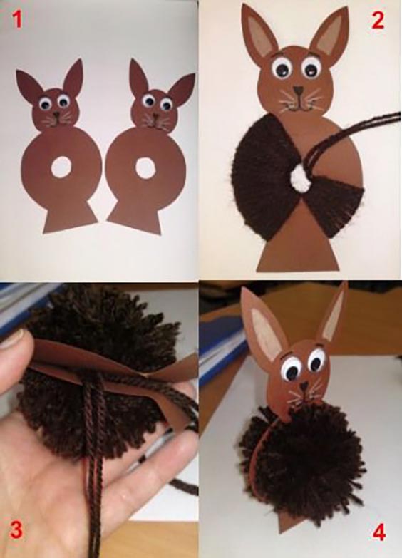 عکس ساخت کاردستی خرگوش با مقوا و کاموا