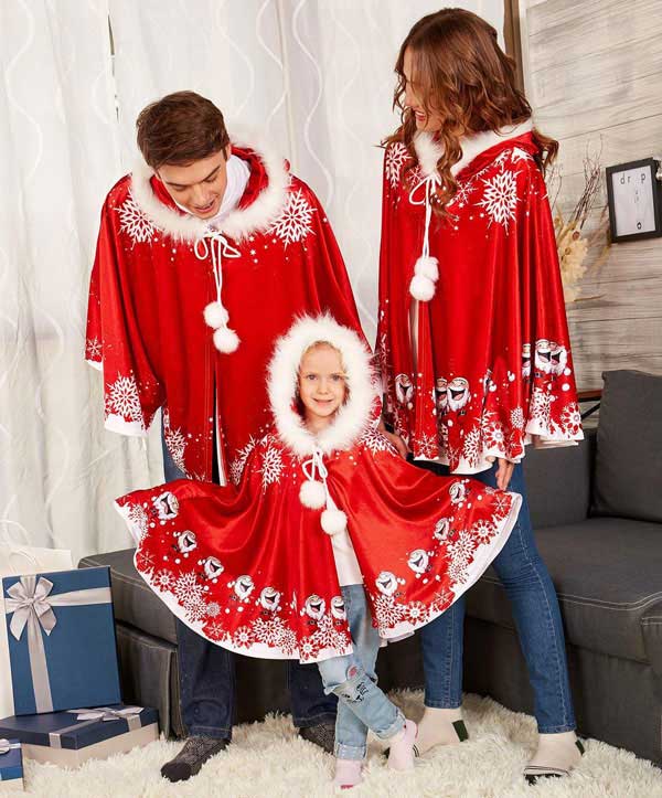 ست شنل همراه با خز برای لباس خانوادگی کریسمس