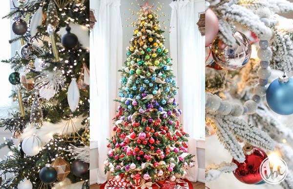 تزیین درخت کریسمس با توپک‌های رنگی به شیوه‌های مختلف