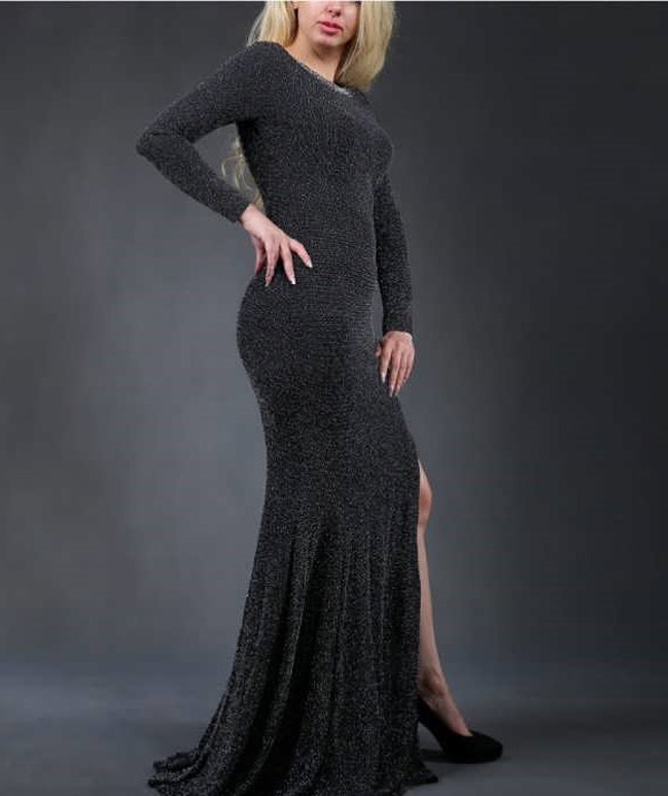 مدل لباس مجلسی بلند باپارچه لمه شنی