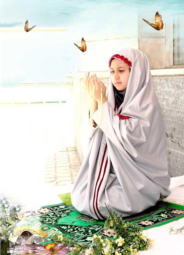 مدل چادر نماز جشن تکلیف سفید روبان دوزی شده