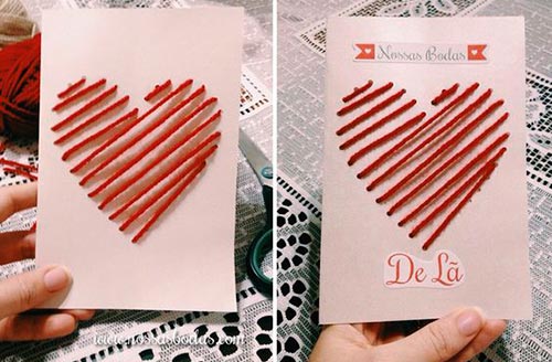 عکس روش ساخت کارت پستال قلبی با کاموا