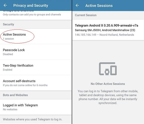 روش نخست برای حذف اکانت تلگرام طلایی