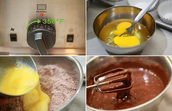 مراحل 4-1 تهیه کاپ کیک شکلاتی