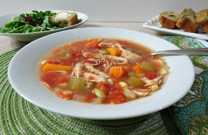 سوپ سبزیجات با مرغ