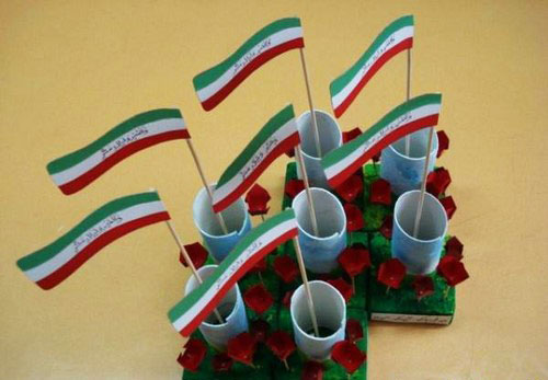 کاردستی پرچم ایران با کاغذ و لوله