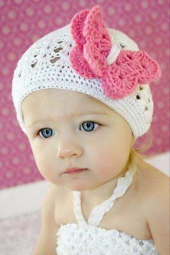 مدل کلاه بافتنی بچه گانه گلدار