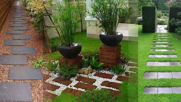 مدل سنگ فرش حیاط و باغ