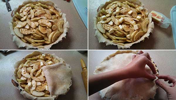 پر کردن خمیر پای سیب