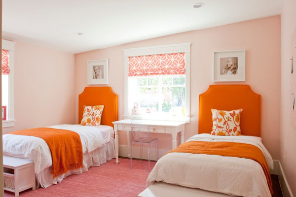 رنگ نارنجی برای اتاق خواب دخترانه