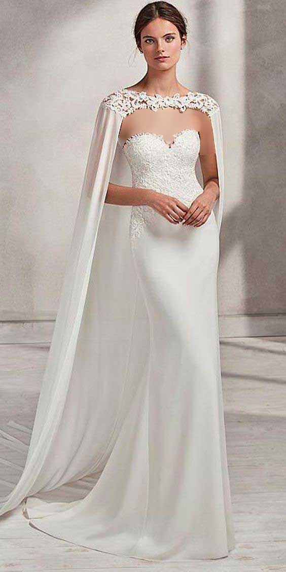 مدل لباس عروس گیپور شنل دار