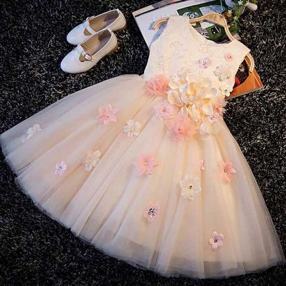 مدل لباس عروس کودکانه گلدار
