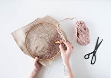 آموزش تصویری و مرحله به مرحله گونی بافی با سرنگ