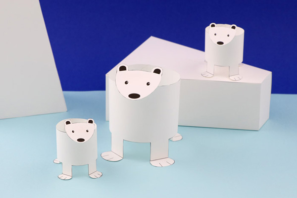 خرس قطبی برای ساخت کاردستی ساده با کاغذ سفید