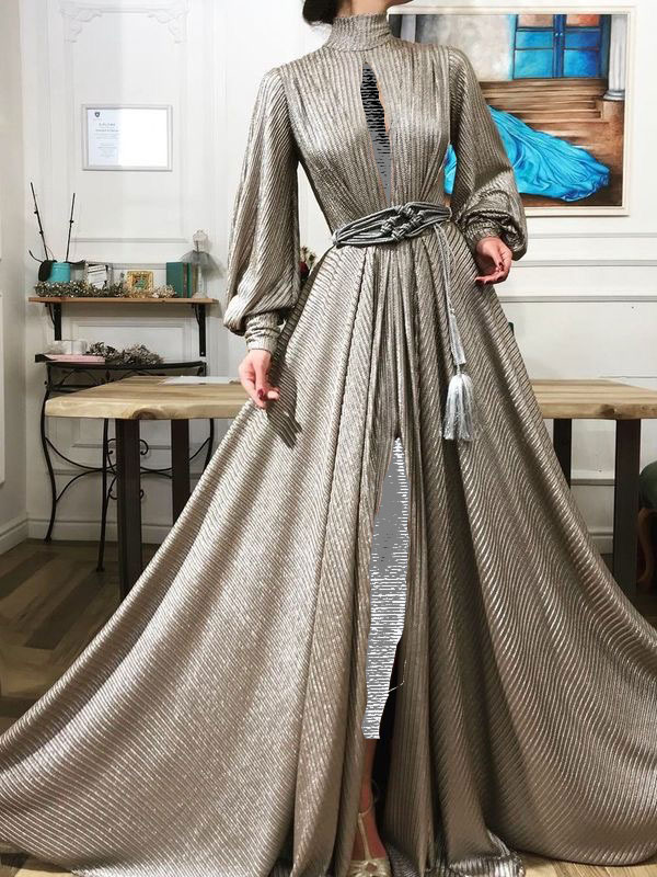 مدل جدید لباس شب بلند زنانه با پارچه‌ی لمه 
