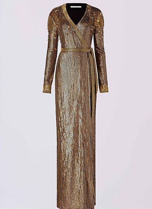 لباس پولکی و طلایی بلند
