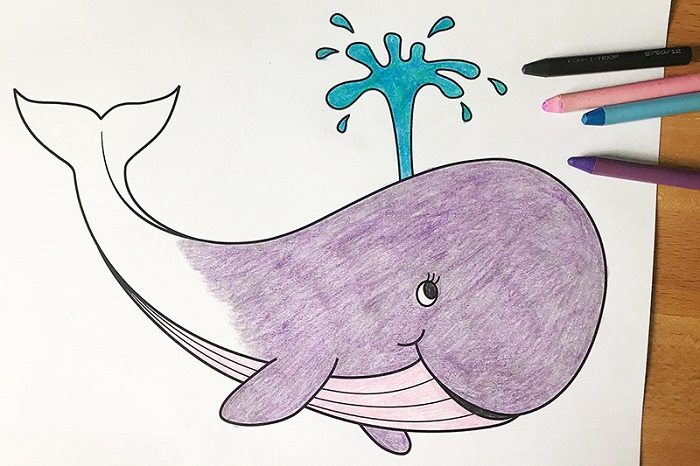 نقاشی نهنگ کودکانه