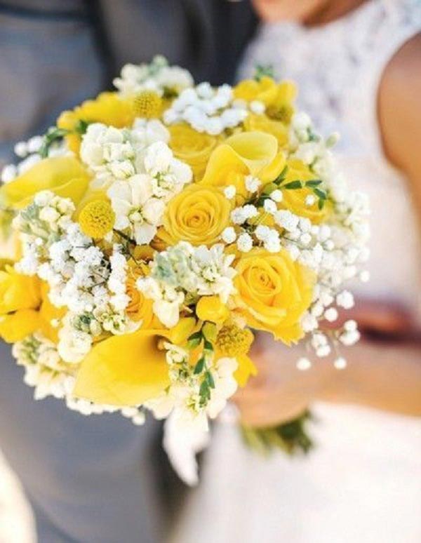 عکس دسته گل رز زرد عروس