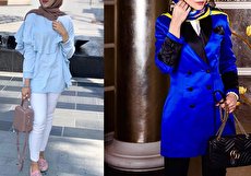 ست مانتو آبی روشن و آبی کاربنی برای استایل های دخترانه