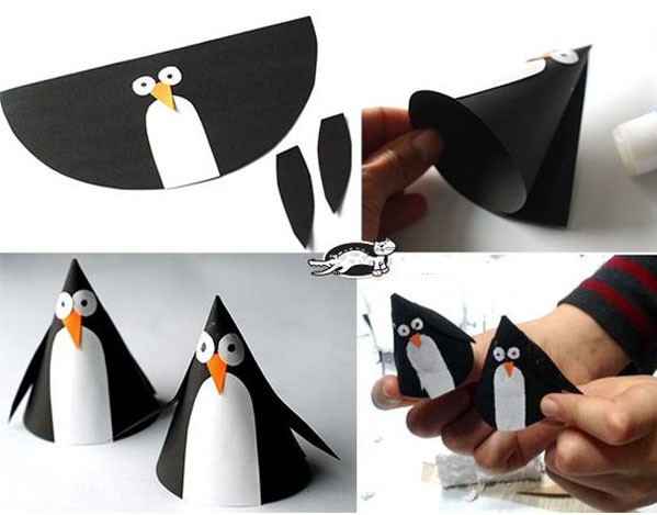 کاردستی پنگوئن با کاغذ