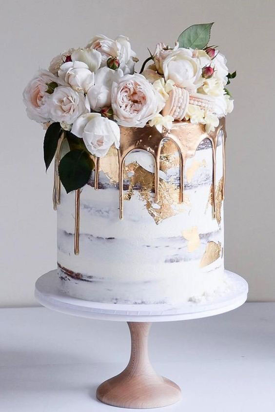 کیک عروسی یک طبقه خامه ای مدرن