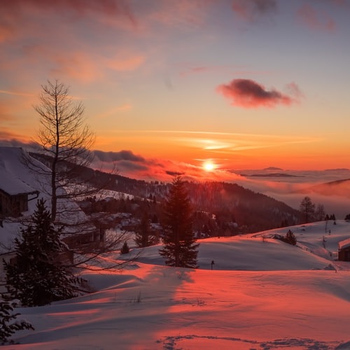 عکس غروب خورشید زمستانی