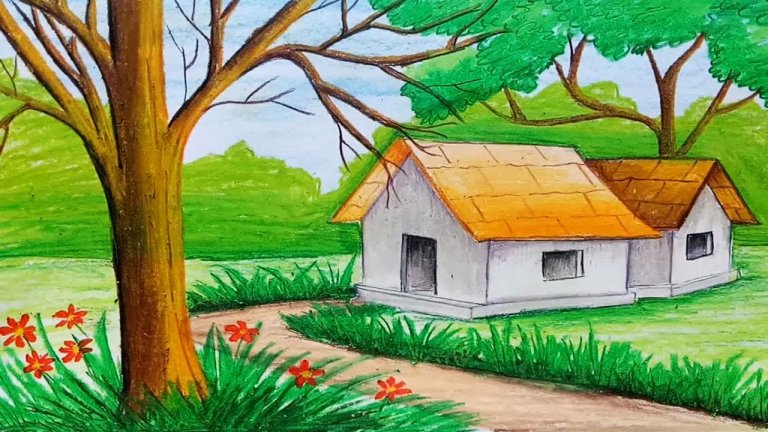 نقاشی کلبه ساده
