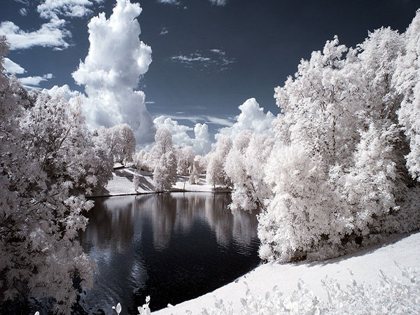 عکس منظره پوشیده از برف طبیعت زمستانی