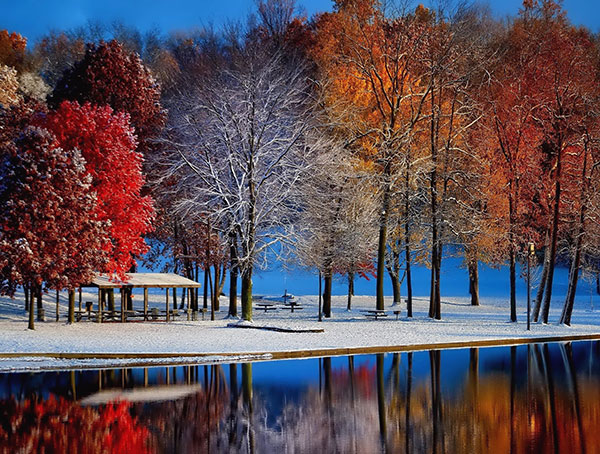 عکس طبیعت زمستانی رنگارنگ