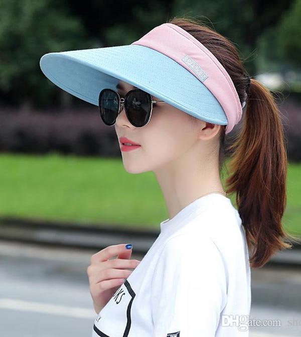 کلاه آفتابگیر در دو رنگ خنک آبی و صورتی