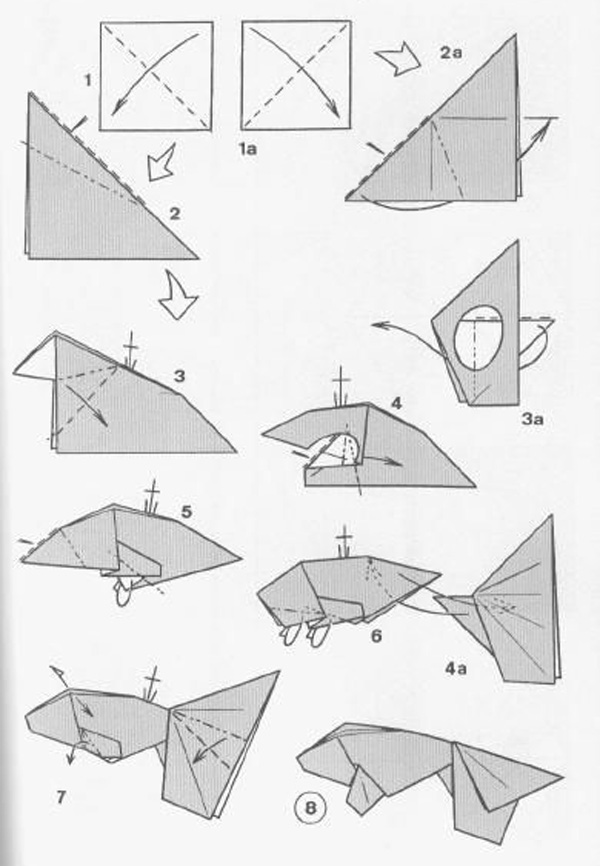 آموزش تصویری ساخت اوریگامی ماهی