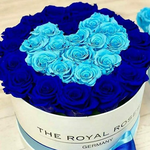 باکس گل رز آبی عاشقانه