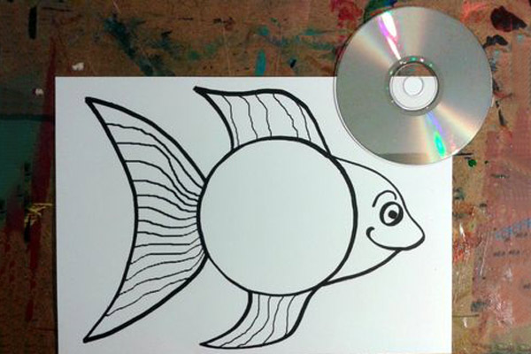 عکس کاردستی ماهی با سی دی و کاغذ رنگی