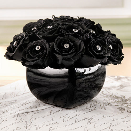 عکس گلدانی از گل رز مشکی