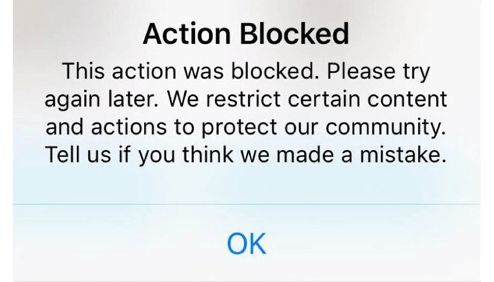 action blocked در اینستاگرام چیست