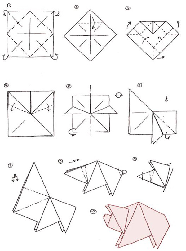 آموزش تصویری ساخت اوریگامی خوک